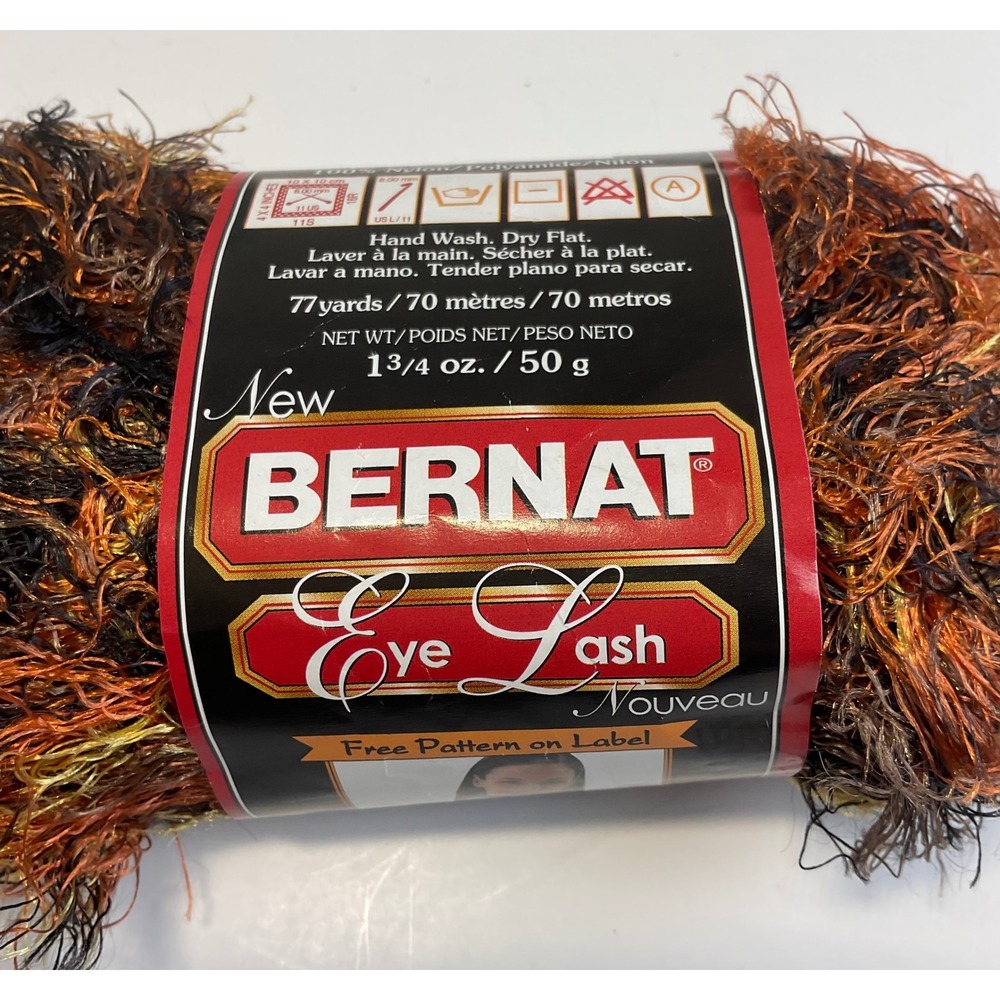 Bernat Eye Lash Yarn Wild Sauvage 35005 Bulky 100% Nylon 50g 77yds Orange 52 g